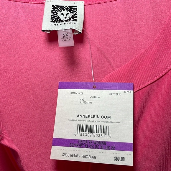Anne Klein Pink Sleeveless Top sz 2X - Picture 2 of 4